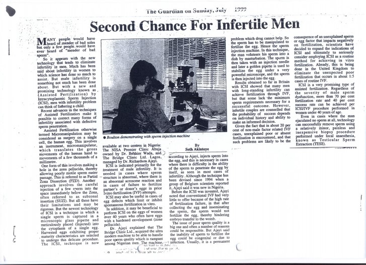 Guardian Newspaper clipping of Bridge Clinic